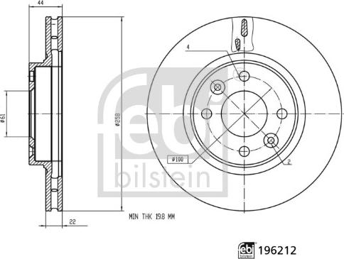 Febi Bilstein 196212 - Гальмівний диск autocars.com.ua