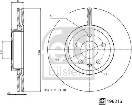 Febi Bilstein 196213 - Гальмівний диск autocars.com.ua