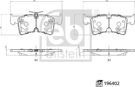 Febi Bilstein 196402 - Тормозные колодки, дисковые, комплект autodnr.net