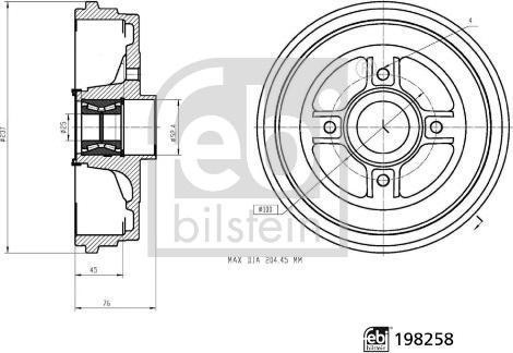 FEBI Bilstein 198258 - Гальмівний барабан autocars.com.ua