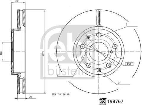 FEBI Bilstein 198767 - Гальмівний диск autocars.com.ua