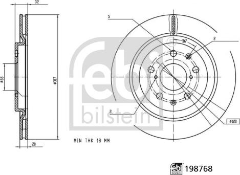 FEBI Bilstein 198768 - Гальмівний диск autocars.com.ua
