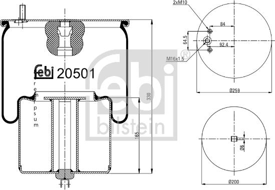 Febi Bilstein 20501 - Кожух пневматической рессоры avtokuzovplus.com.ua