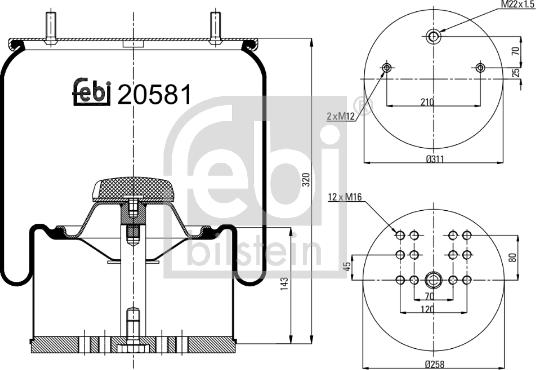 Febi Bilstein 20581 - Кожух пневматичної ресори autocars.com.ua