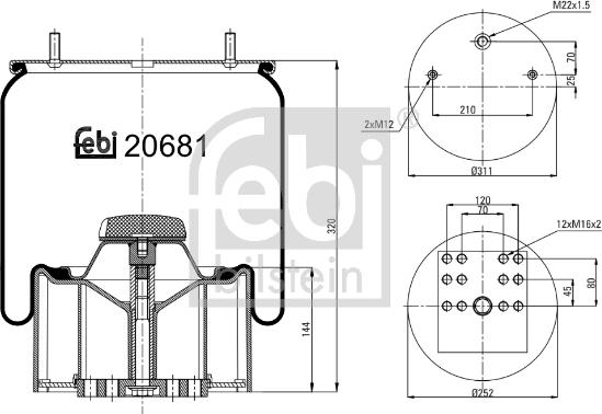 Febi Bilstein 20681 - Кожух пневматичної ресори autocars.com.ua