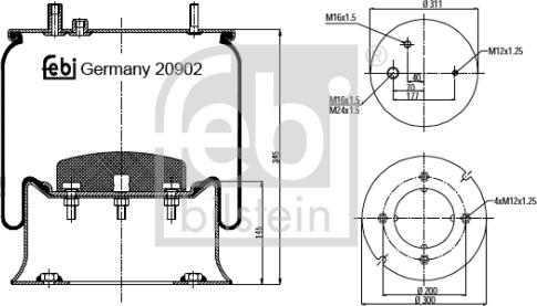 Febi Bilstein 20902 - Кожух пневматичної ресори autocars.com.ua