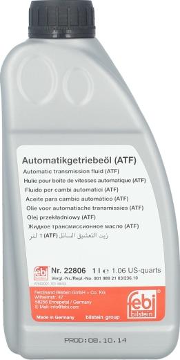 FEBI Bilstein 22806 - Масло автоматичної коробки передач autocars.com.ua