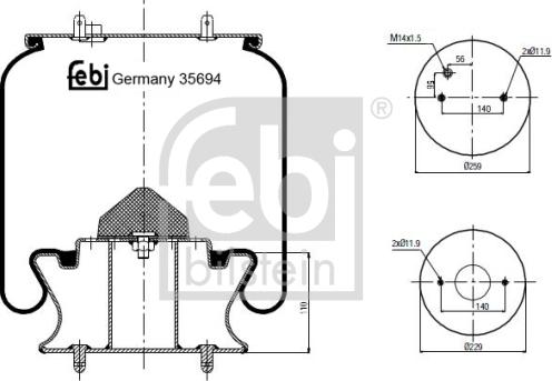 Febi Bilstein 35694 - Кожух пневматичної ресори autocars.com.ua