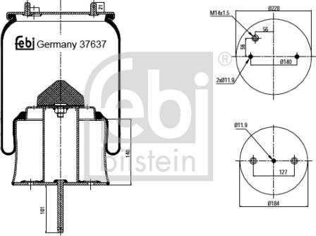 Febi Bilstein 37637 - Кожух пневматичної ресори autocars.com.ua