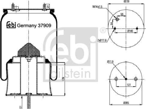 Febi Bilstein 37909 - Кожух пневматичної ресори autocars.com.ua