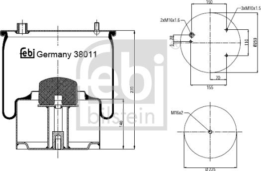 Febi Bilstein 38011 - Кожух пневматичної ресори autocars.com.ua