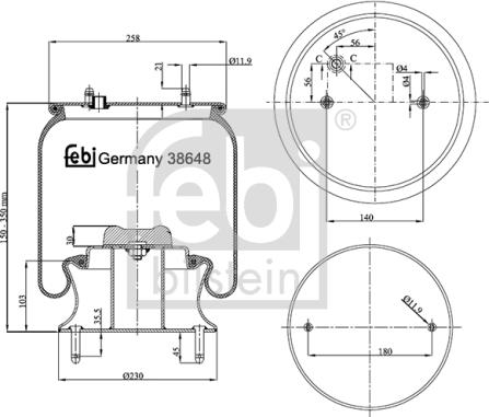 FEBI Bilstein 38648 - Кожух пневматичної ресори autocars.com.ua
