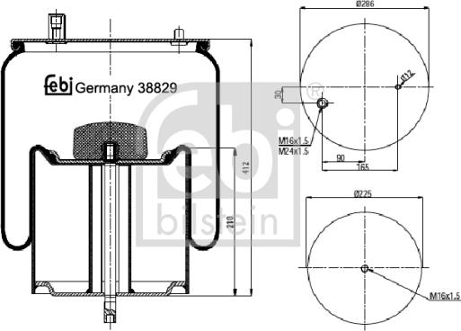 Febi Bilstein 38829 - Кожух пневматичної ресори autocars.com.ua