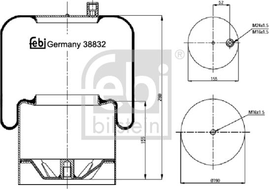 Febi Bilstein 38832 - Кожух пневматичної ресори autocars.com.ua