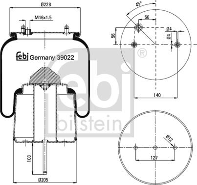 Febi Bilstein 39022 - Кожух пневматичної ресори autocars.com.ua