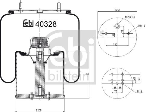 Febi Bilstein 40328 - Кожух пневматичної ресори autocars.com.ua