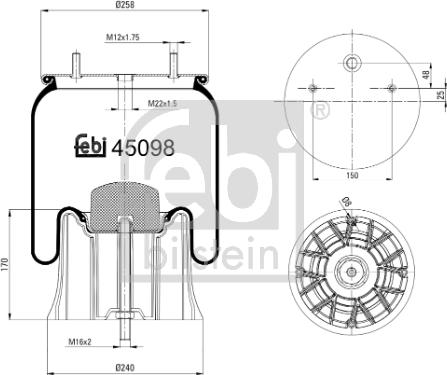 Febi Bilstein 45098 - Кожух пневматичної ресори autocars.com.ua