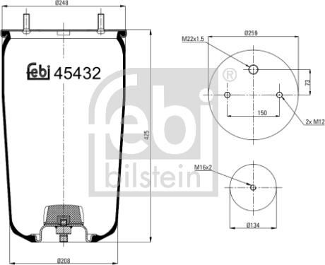 Febi Bilstein 45432 - Кожух пневматичної ресори autocars.com.ua