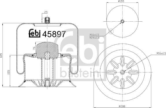 Febi Bilstein 45897 - Кожух пневматичної ресори autocars.com.ua