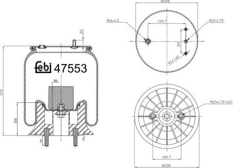 FEBI Bilstein 47553 - Кожух пневматичної ресори autocars.com.ua