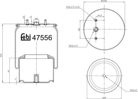 FEBI Bilstein 47556 - Кожух пневматичної ресори autocars.com.ua