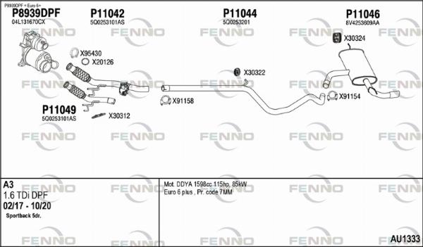 Fenno AU1333 - Система випуску ОГ autocars.com.ua