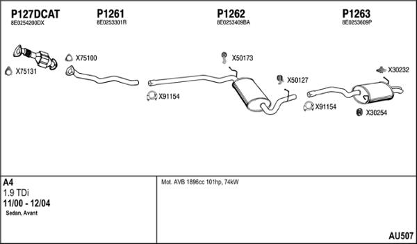 Fenno AU507 - Система випуску ОГ autocars.com.ua