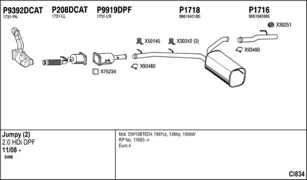 Fenno CI834 - Система випуску ОГ autocars.com.ua