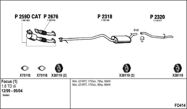 Fenno FO414 - Система випуску ОГ autocars.com.ua