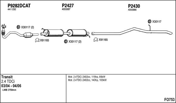 Fenno FO753 - Система выпуска ОГ avtokuzovplus.com.ua