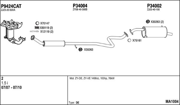 Fenno MA1004 - Система випуску ОГ autocars.com.ua