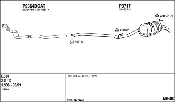 Fenno ME408 - Система випуску ОГ autocars.com.ua