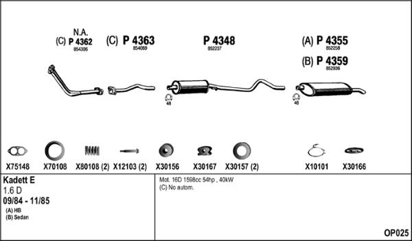 Fenno OP025 - Система випуску ОГ autocars.com.ua