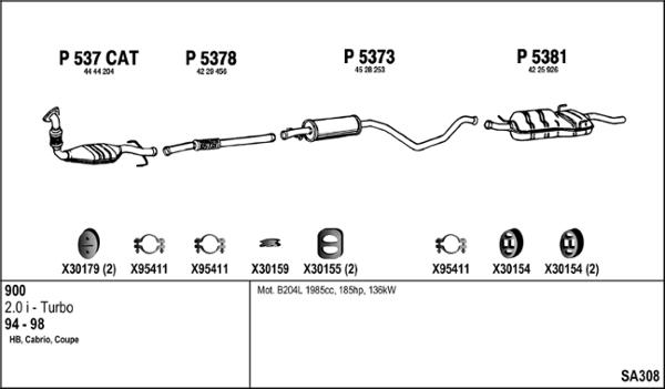 Fenno SA308 - Система випуску ОГ autocars.com.ua