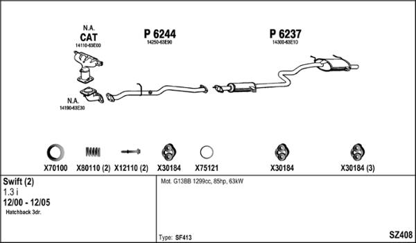 Fenno SZ408 - Система випуску ОГ autocars.com.ua