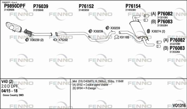 Fenno VO1316 - Система випуску ОГ autocars.com.ua