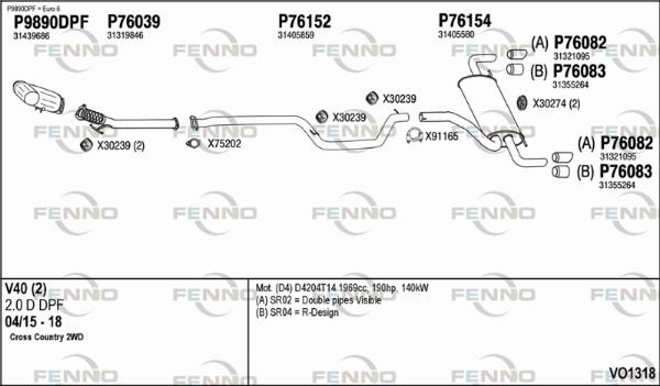 Fenno VO1318 - Система випуску ОГ autocars.com.ua