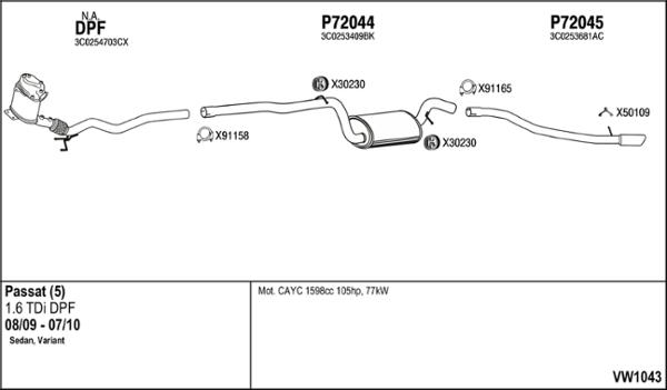 Fenno VW1043 - Система випуску ОГ autocars.com.ua