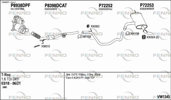 Fenno VW1345 - Система випуску ОГ autocars.com.ua