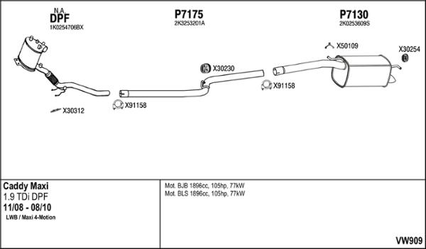 Fenno VW909 - Система випуску ОГ autocars.com.ua
