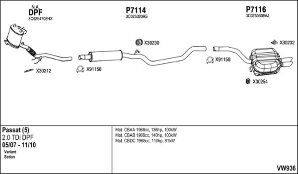 Fenno VW936 - Система випуску ОГ autocars.com.ua