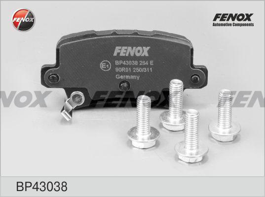 Fenox BP43038 - Тормозные колодки, дисковые, комплект avtokuzovplus.com.ua