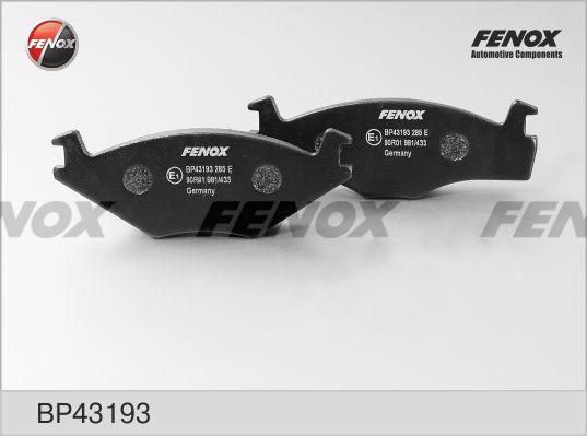 Fenox BP43193 - Тормозные колодки, дисковые, комплект avtokuzovplus.com.ua