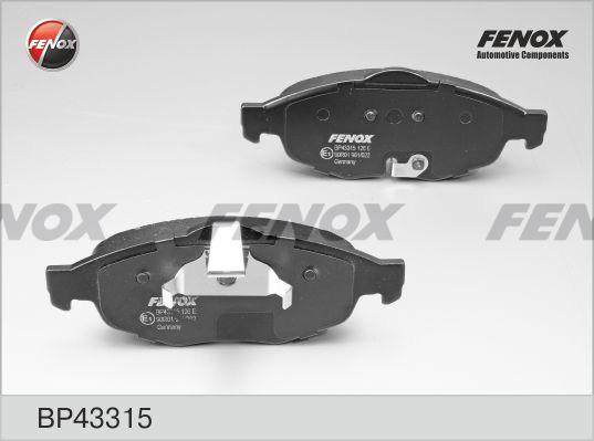Fenox BP43315 - Тормозные колодки, дисковые, комплект autodnr.net