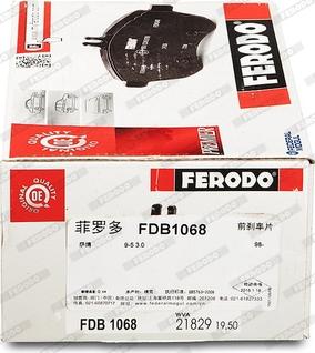 Ferodo FDB1068 - Тормозные колодки, дисковые, комплект autodnr.net