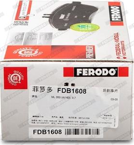 Ferodo FDB1608 - Тормозные колодки, дисковые, комплект avtokuzovplus.com.ua