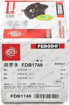 Ferodo FDB1749 - Тормозные колодки, дисковые, комплект avtokuzovplus.com.ua