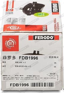 Ferodo FDB1996 - Тормозные колодки, дисковые, комплект avtokuzovplus.com.ua