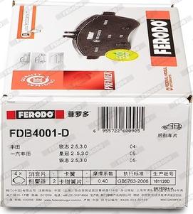 Ferodo FDB4001-D - Тормозные колодки, дисковые, комплект autodnr.net