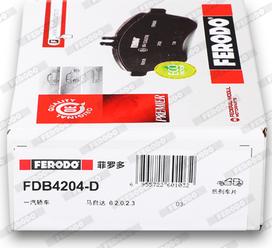 Ferodo FDB4204-D - Тормозные колодки, дисковые, комплект autodnr.net